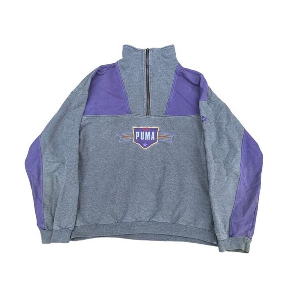 VINTAGE 1998 Puma Windbreaker XL Y2K Gray/Purple - Picture 2 of 7
